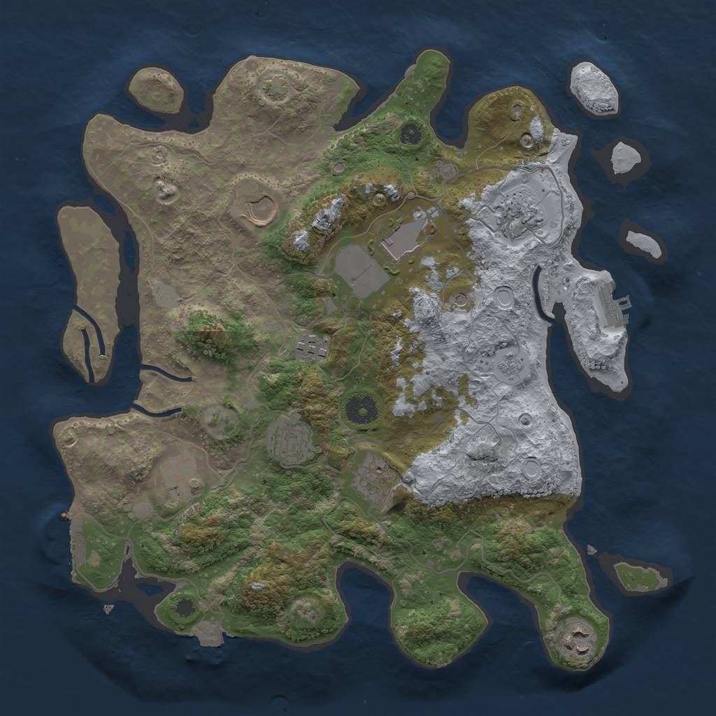 Rust Map: Procedural Map, Size: 3500, Seed: 389732918, 16 Monuments