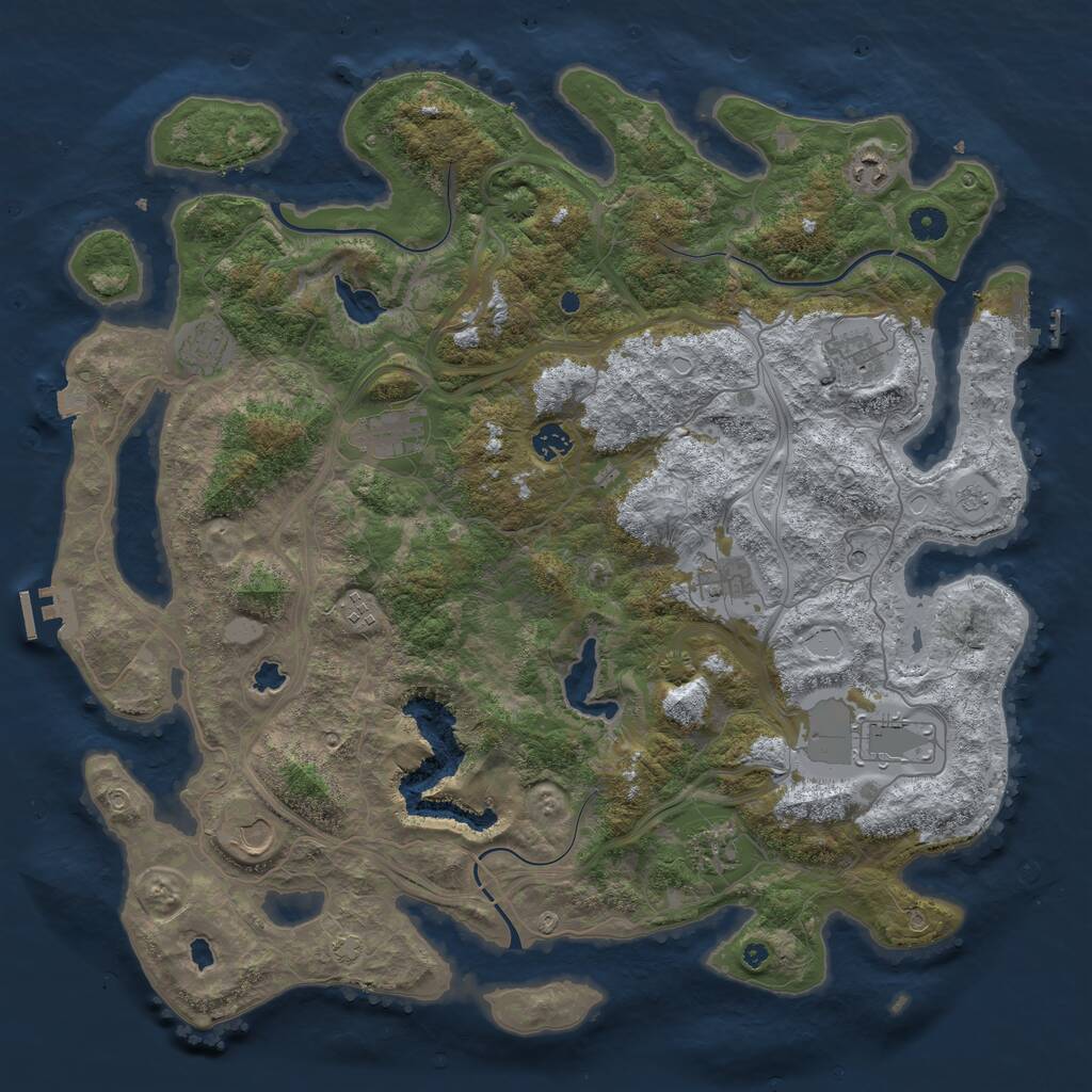 Rust Map: Procedural Map, Size: 4500, Seed: 865600, 16 Monuments