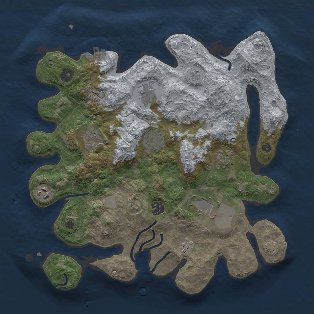 Rust Map: Procedural Map, Size: 3500, Seed: 1104243201, 15 Monuments