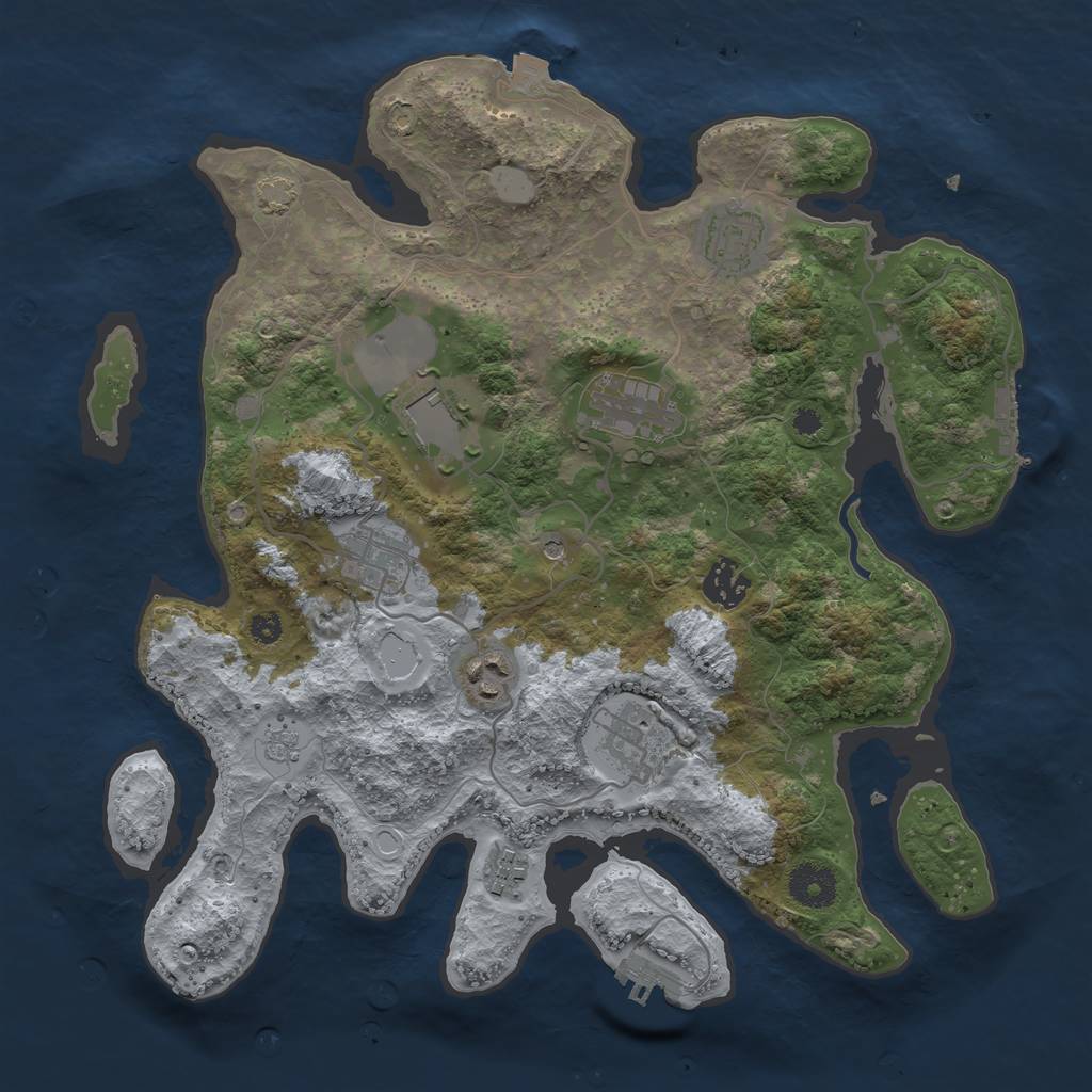 Rust Map: Procedural Map, Size: 3500, Seed: 262582050, 16 Monuments