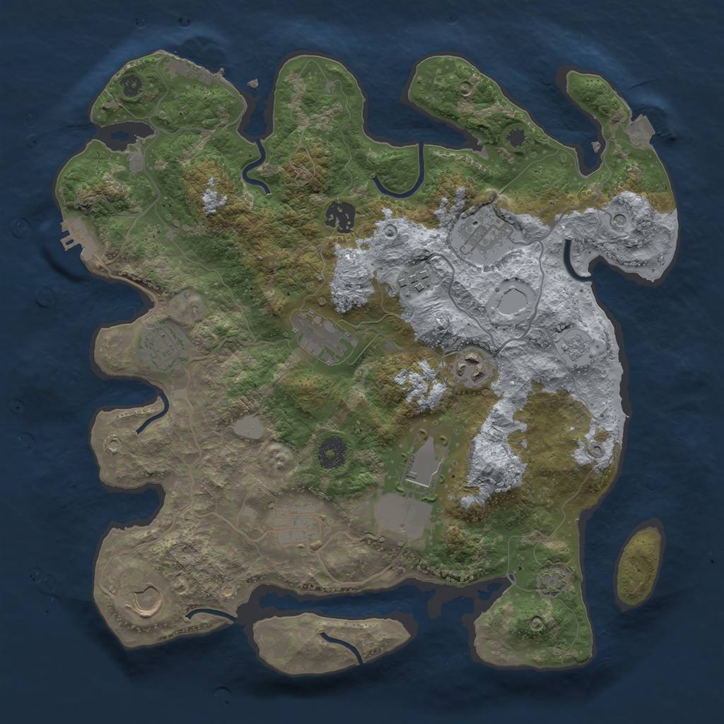 Rust Map: Procedural Map, Size: 3500, Seed: 1048176480, 17 Monuments