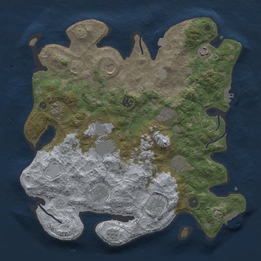 Rust Map: Procedural Map, Size: 3750, Seed: 681479483, 18 Monuments