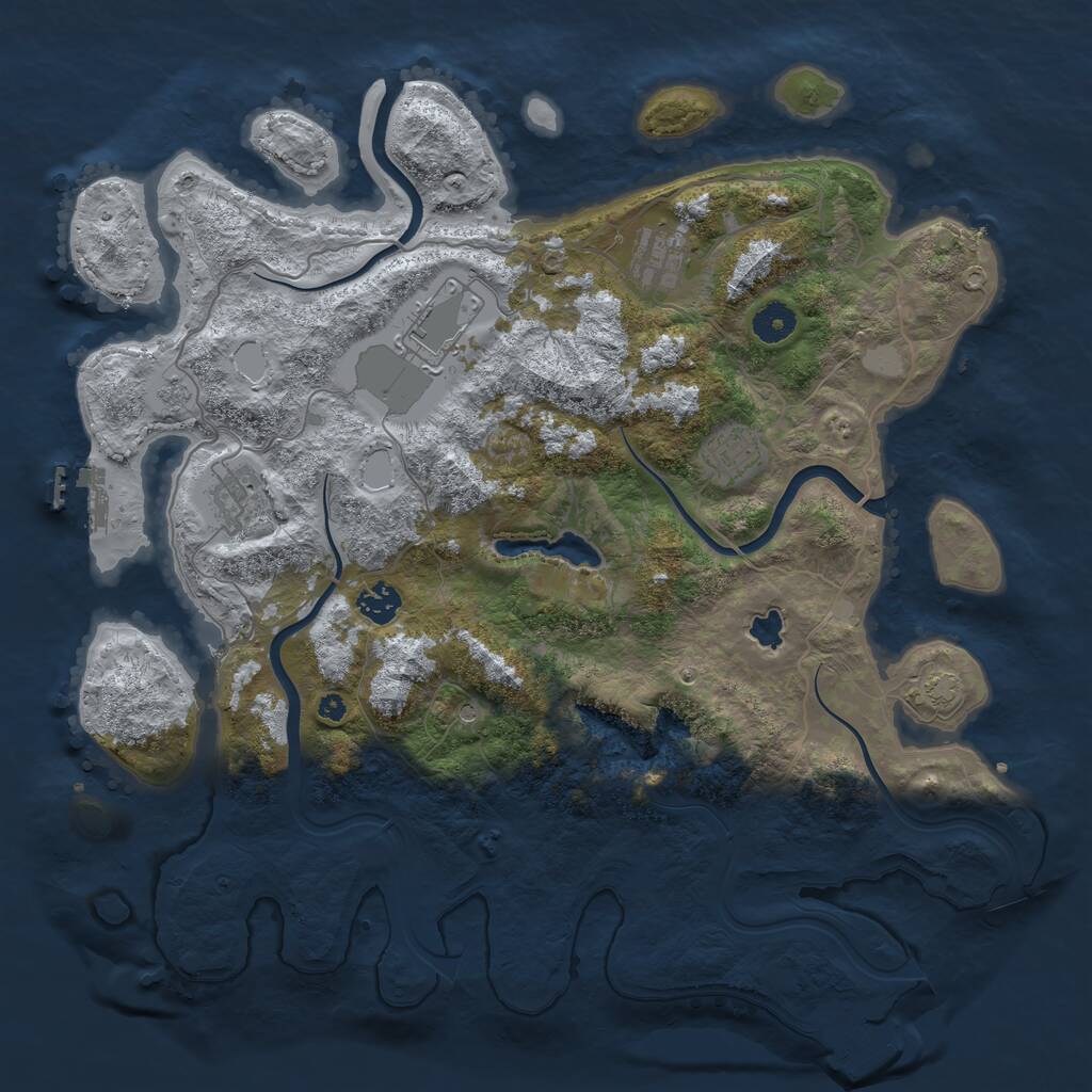Rust Map: Procedural Map, Size: 4000, Seed: 1261537023, 11 Monuments