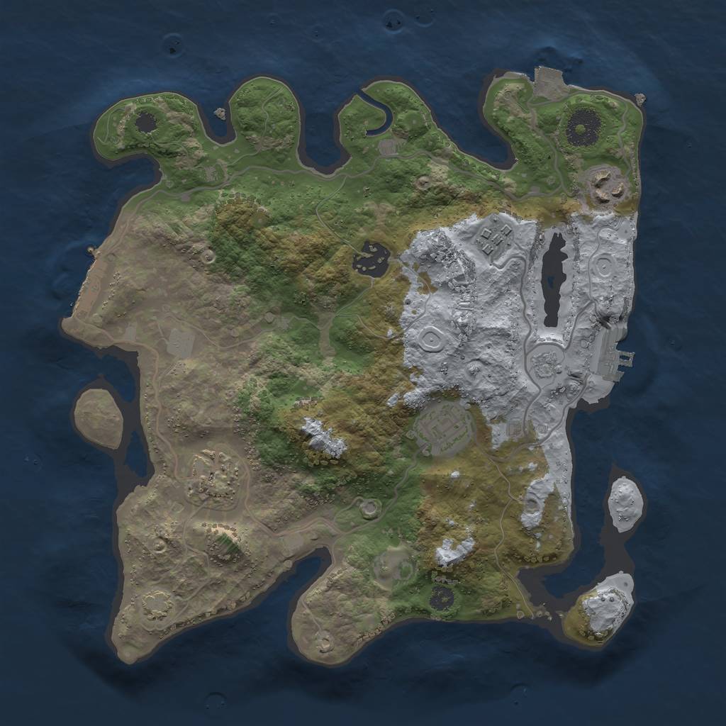 Rust Map: Procedural Map, Size: 3000, Seed: 9367, 12 Monuments