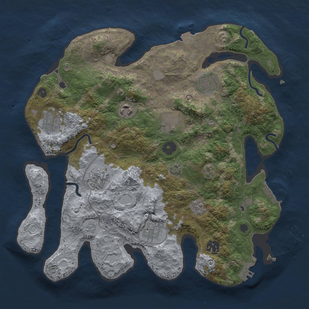 Rust Map: Procedural Map, Size: 3400, Seed: 1002633521, 16 Monuments