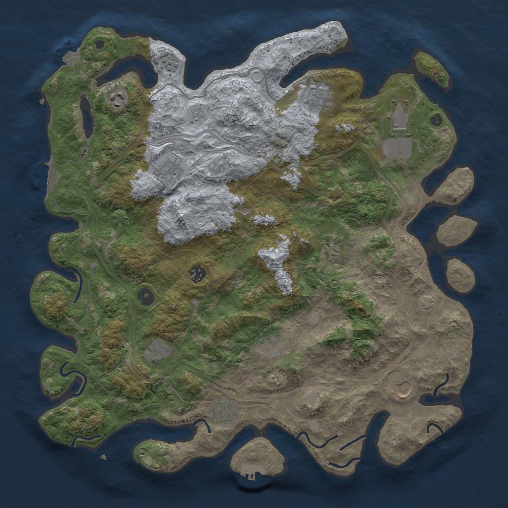 Rust Map: Procedural Map, Size: 4500, Seed: 688351093, 19 Monuments