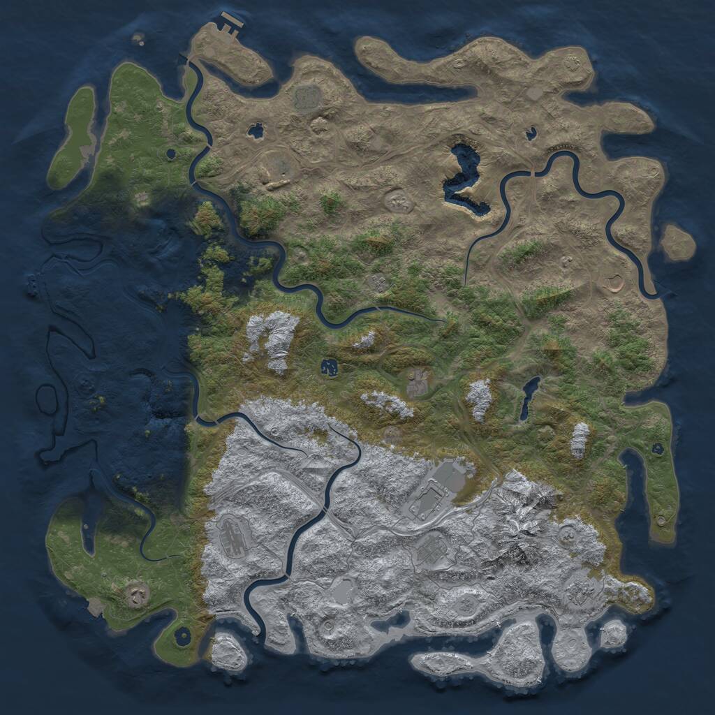 Rust Map: Procedural Map, Size: 6000, Seed: 76855638, 17 Monuments