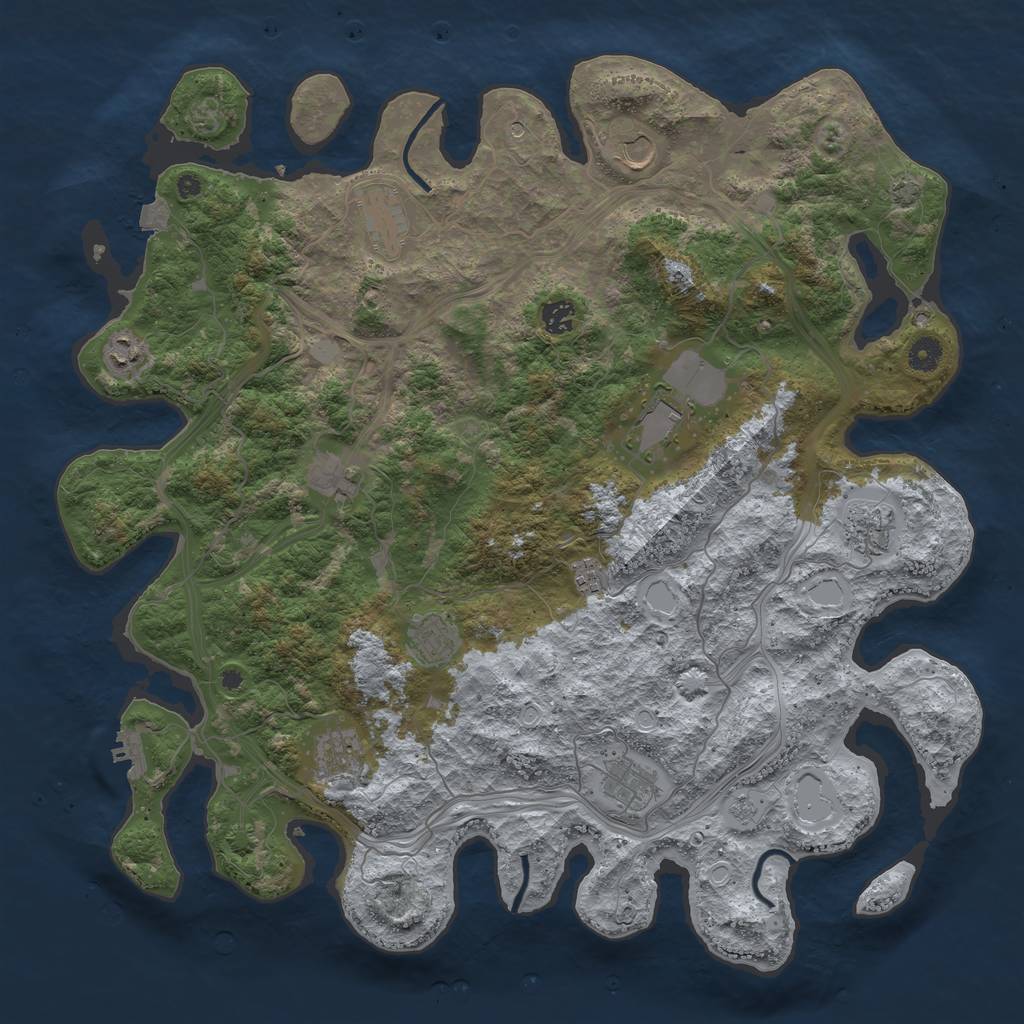 Rust Map: Procedural Map, Size: 4500, Seed: 1036315813, 18 Monuments