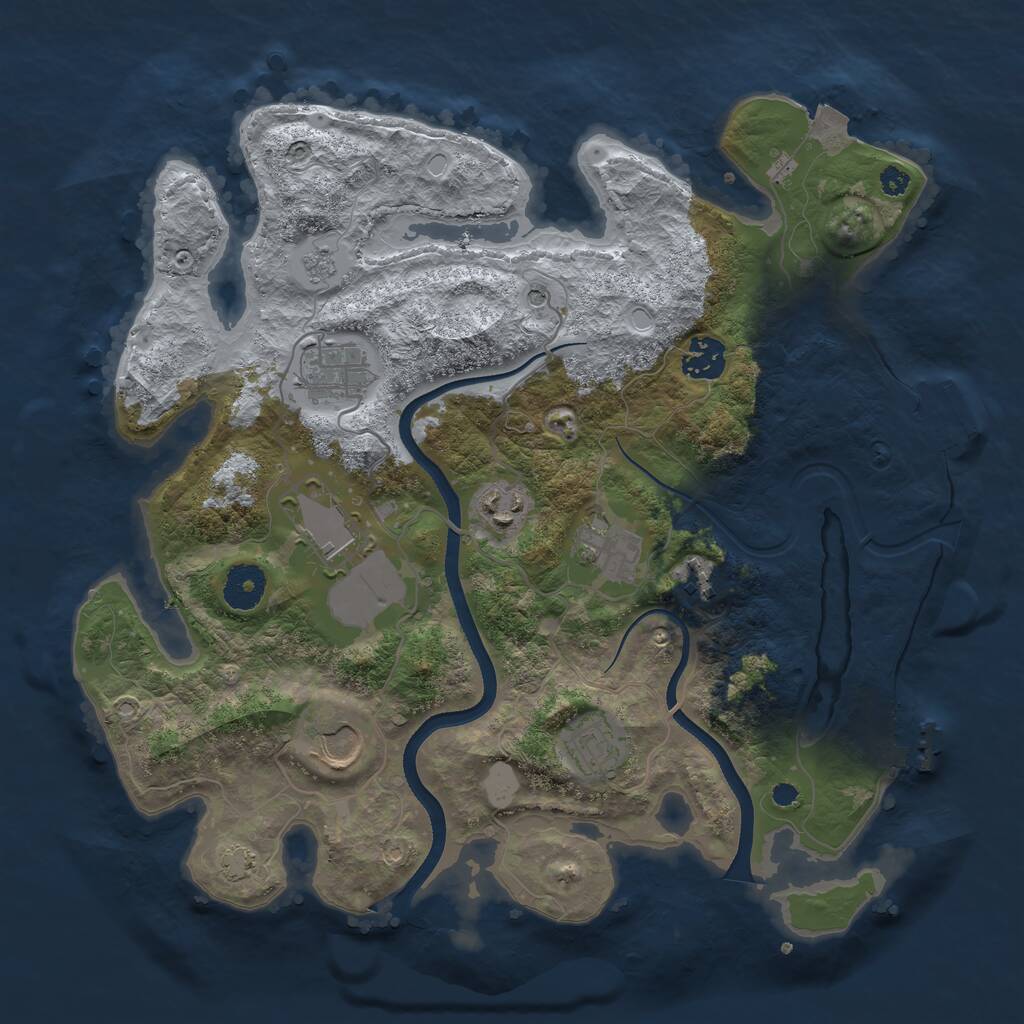 Rust Map: Procedural Map, Size: 3500, Seed: 1918252258, 14 Monuments