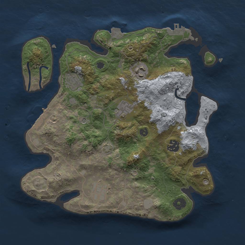 Rust Map: Procedural Map, Size: 3000, Seed: 1851640221, 13 Monuments
