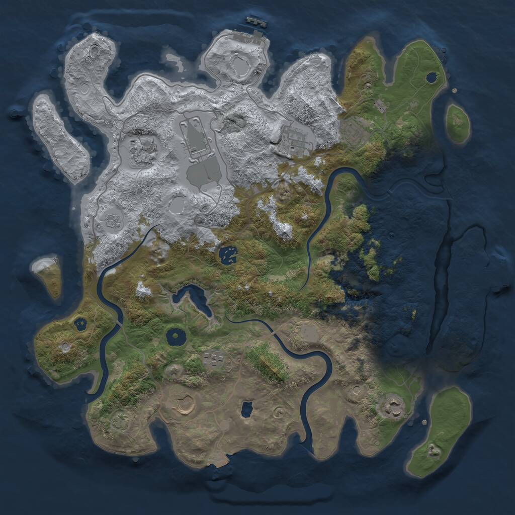 Rust Map: Procedural Map, Size: 4000, Seed: 1234766546, 14 Monuments