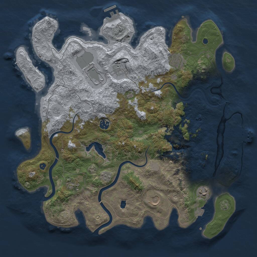 Rust Map: Procedural Map, Size: 4000, Seed: 1234766546, 14 Monuments