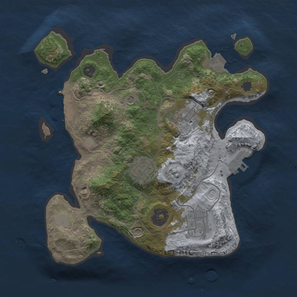 Rust Map: Procedural Map, Size: 2500, Seed: 1065891654, 9 Monuments