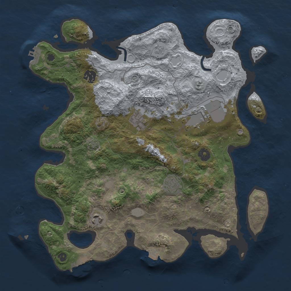 Rust Map: Procedural Map, Size: 3500, Seed: 854759812, 13 Monuments