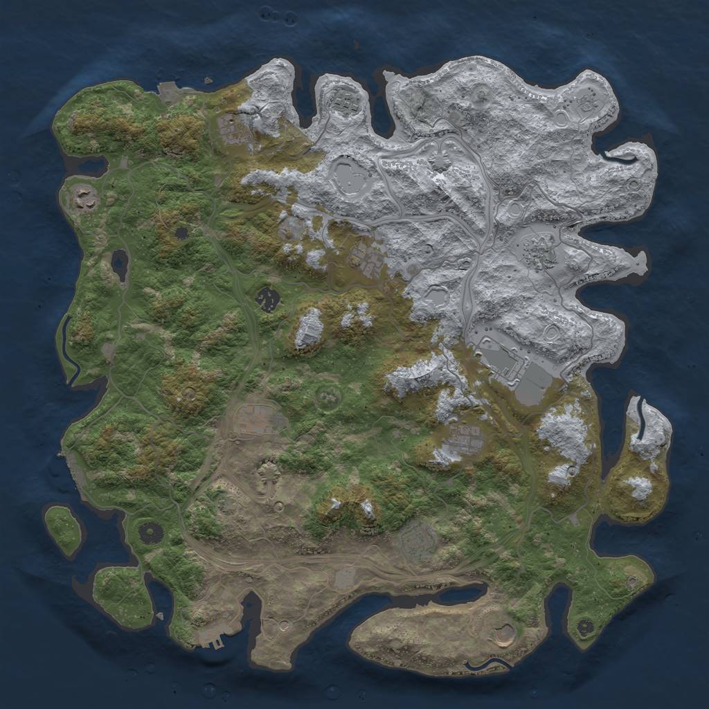Rust Map: Procedural Map, Size: 4500, Seed: 85595246, 19 Monuments