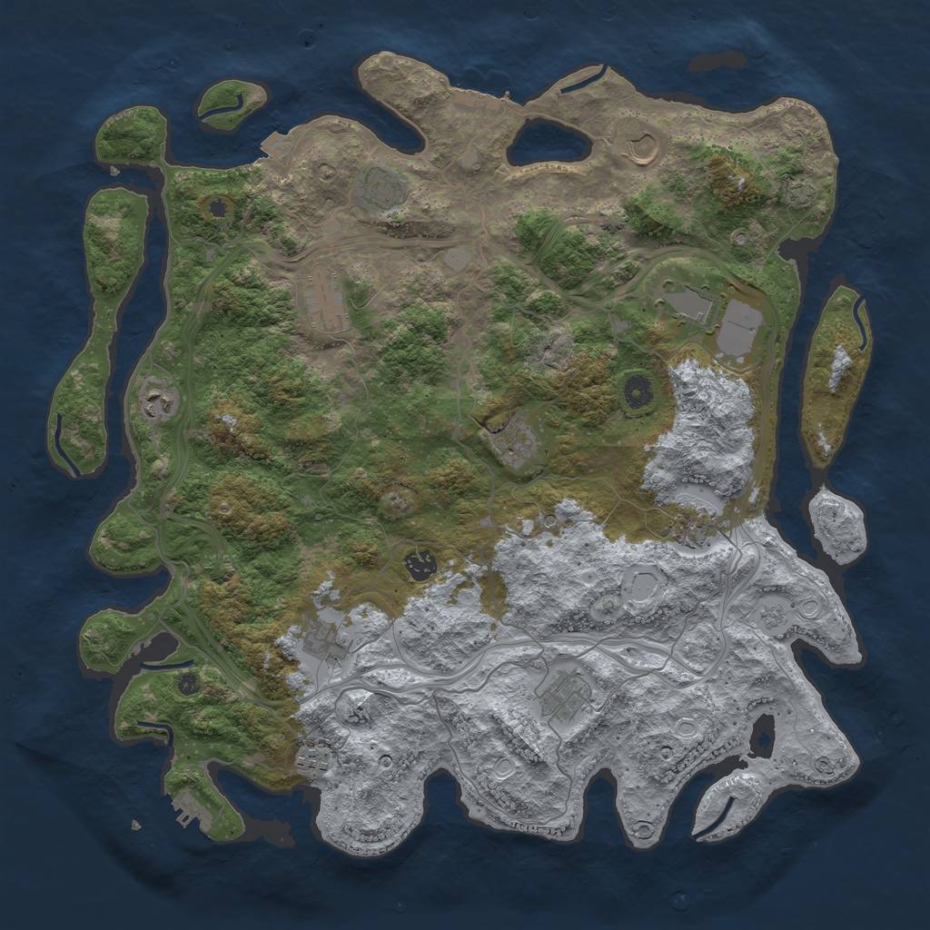 Rust Map: Procedural Map, Size: 4500, Seed: 1228905183, 19 Monuments