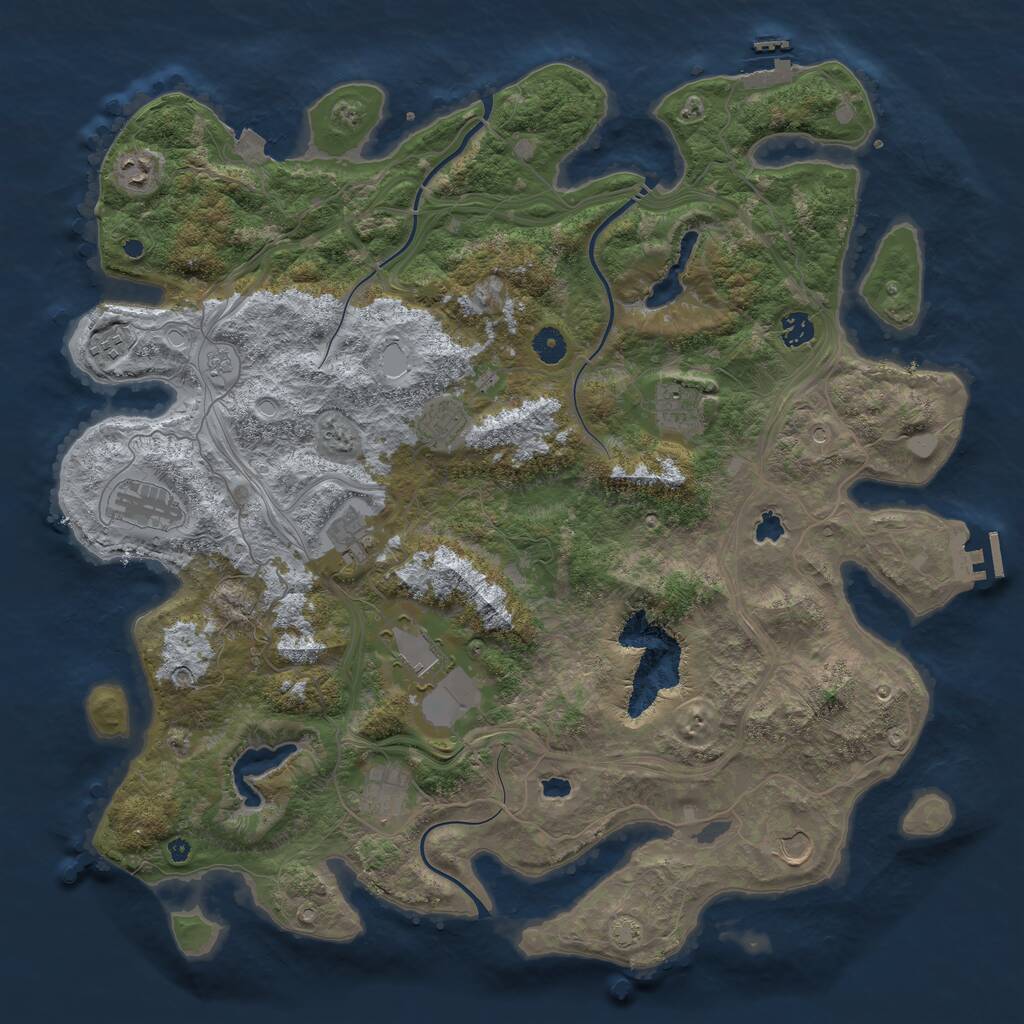 Rust Map: Procedural Map, Size: 4500, Seed: 1896151965, 16 Monuments