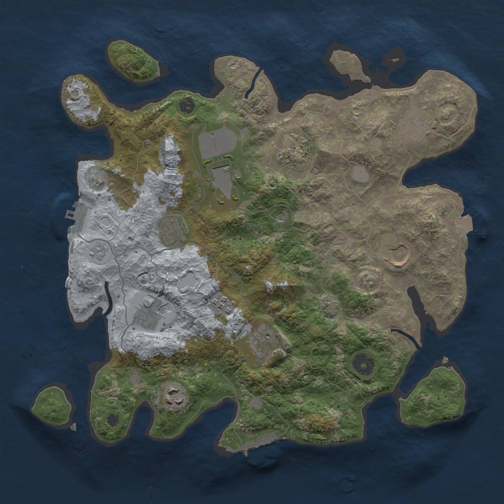 Rust Map: Procedural Map, Size: 3500, Seed: 781290884, 17 Monuments