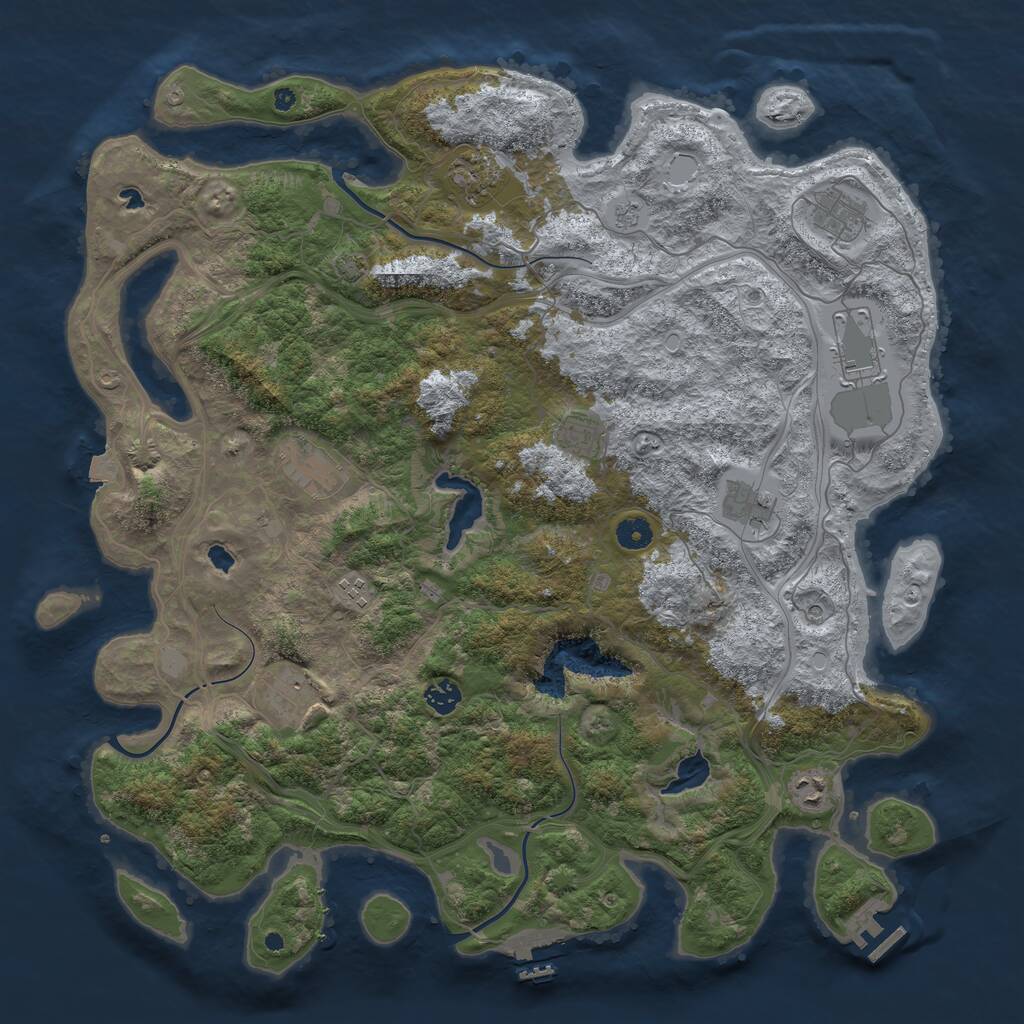 Rust Map: Procedural Map, Size: 4500, Seed: 1274588599, 16 Monuments