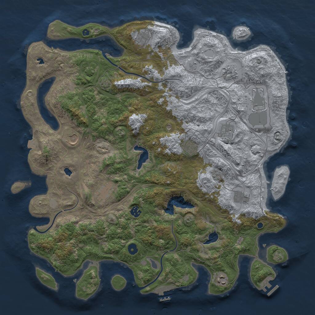 Rust Map: Procedural Map, Size: 4500, Seed: 1274588599, 17 Monuments