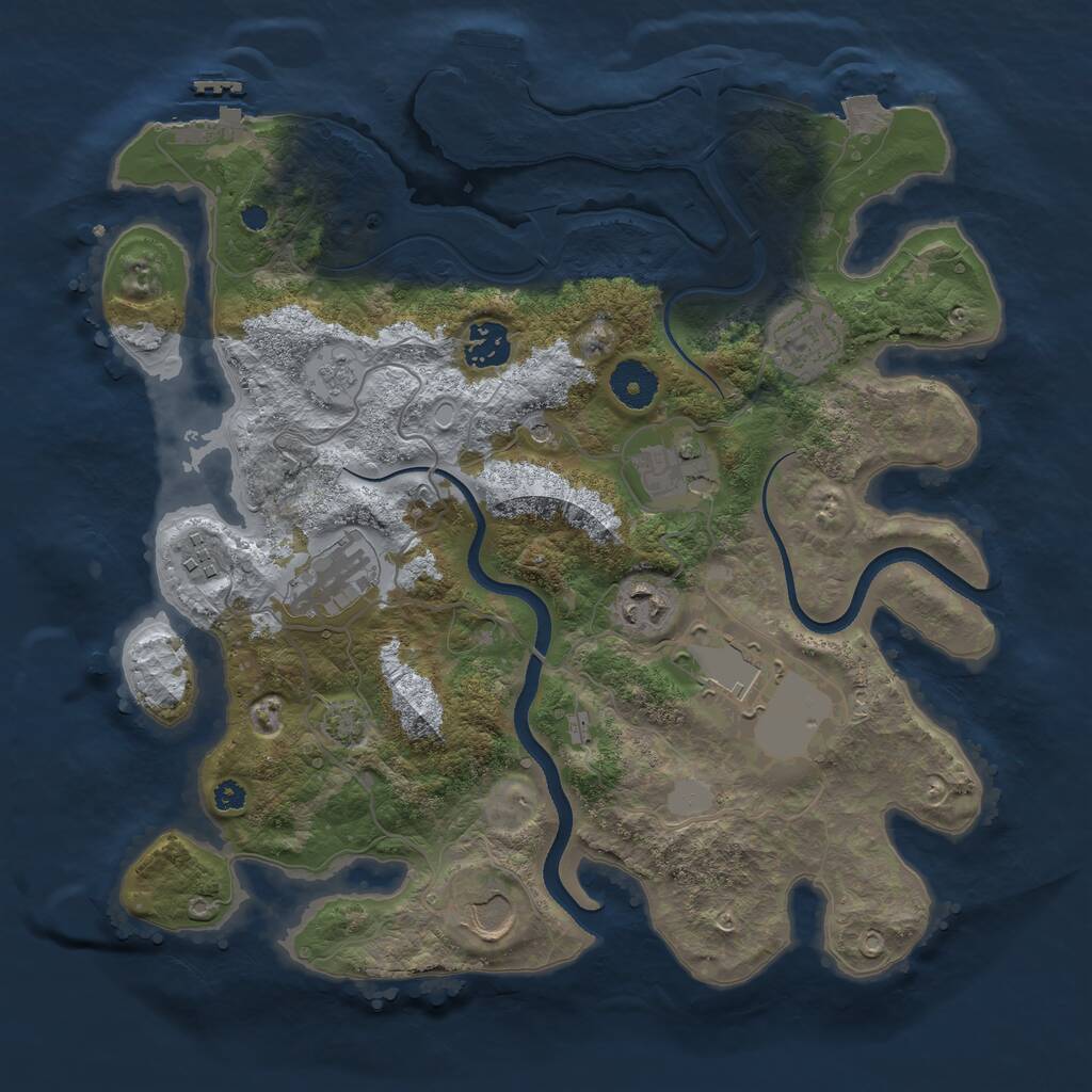 Rust Map: Procedural Map, Size: 3500, Seed: 2050058664, 14 Monuments