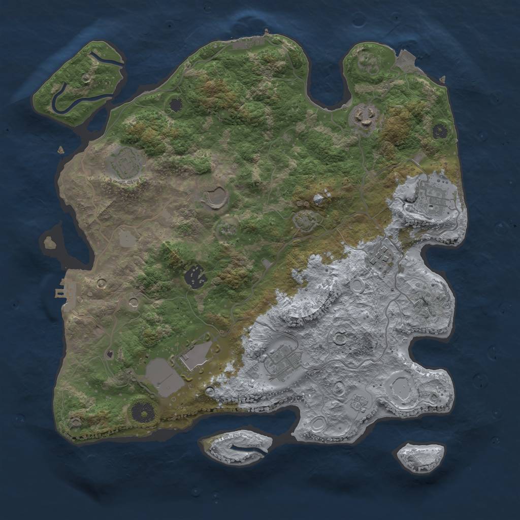 Rust Map: Procedural Map, Size: 3500, Seed: 1389596468, 16 Monuments