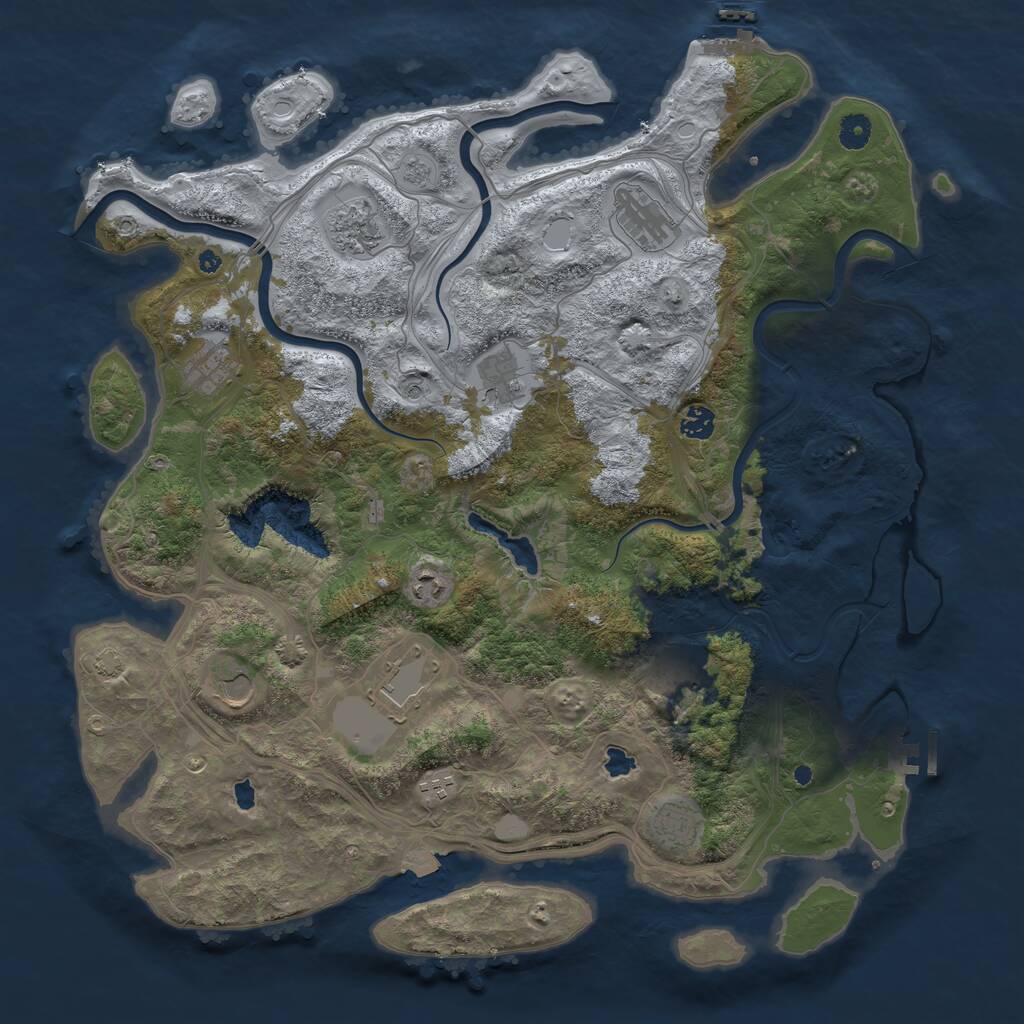 Rust Map: Procedural Map, Size: 4500, Seed: 27628760, 17 Monuments