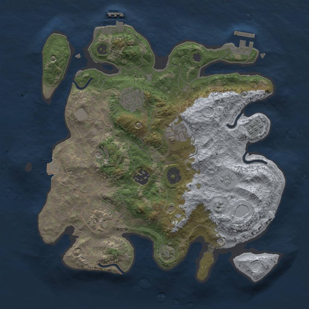 Rust Map: Procedural Map, Size: 3000, Seed: 398221439, 13 Monuments