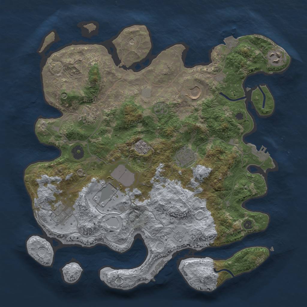 Rust Map: Procedural Map, Size: 3500, Seed: 767658959, 15 Monuments