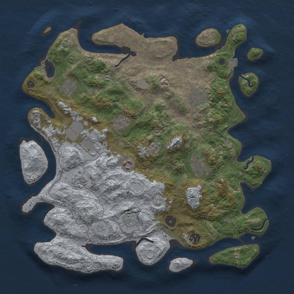 Rust Map: Procedural Map, Size: 4000, Seed: 1242, 17 Monuments