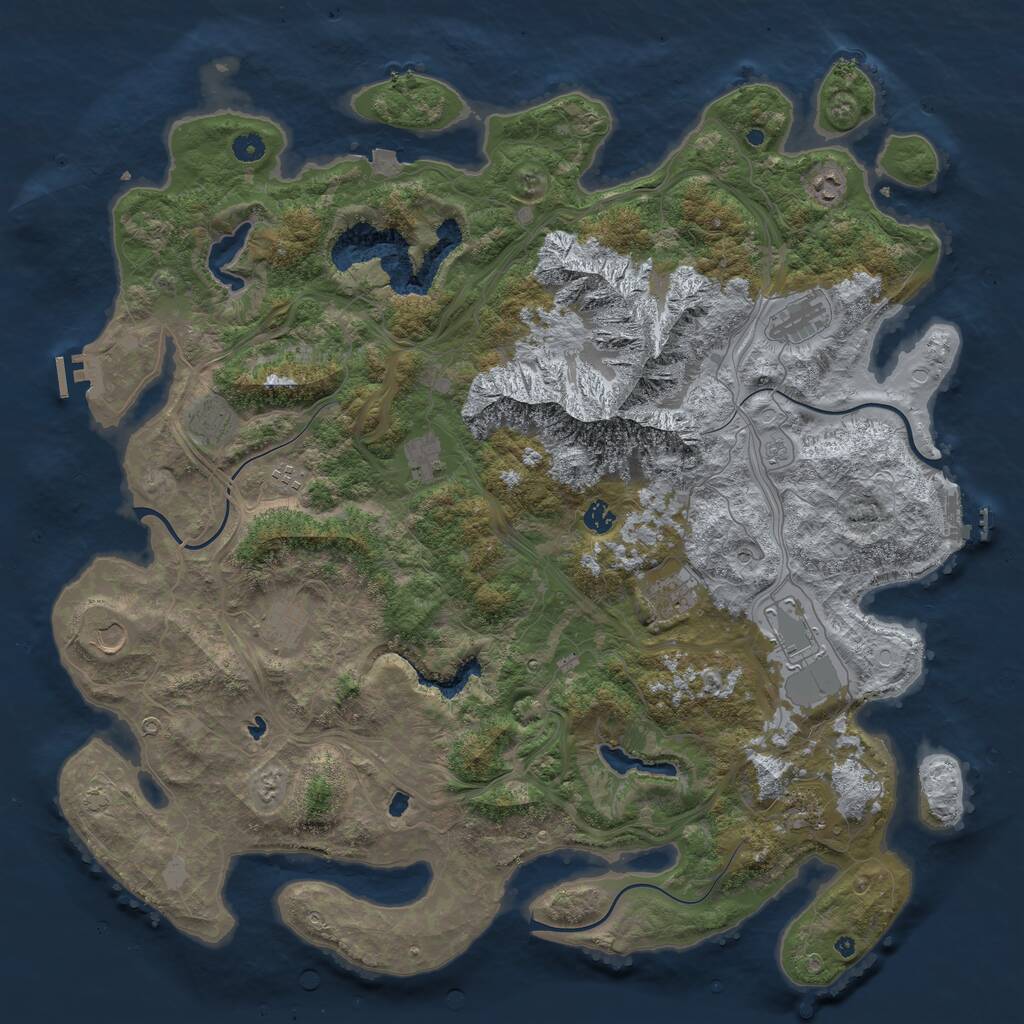 Rust Map: Procedural Map, Size: 5000, Seed: 1008173844, 17 Monuments