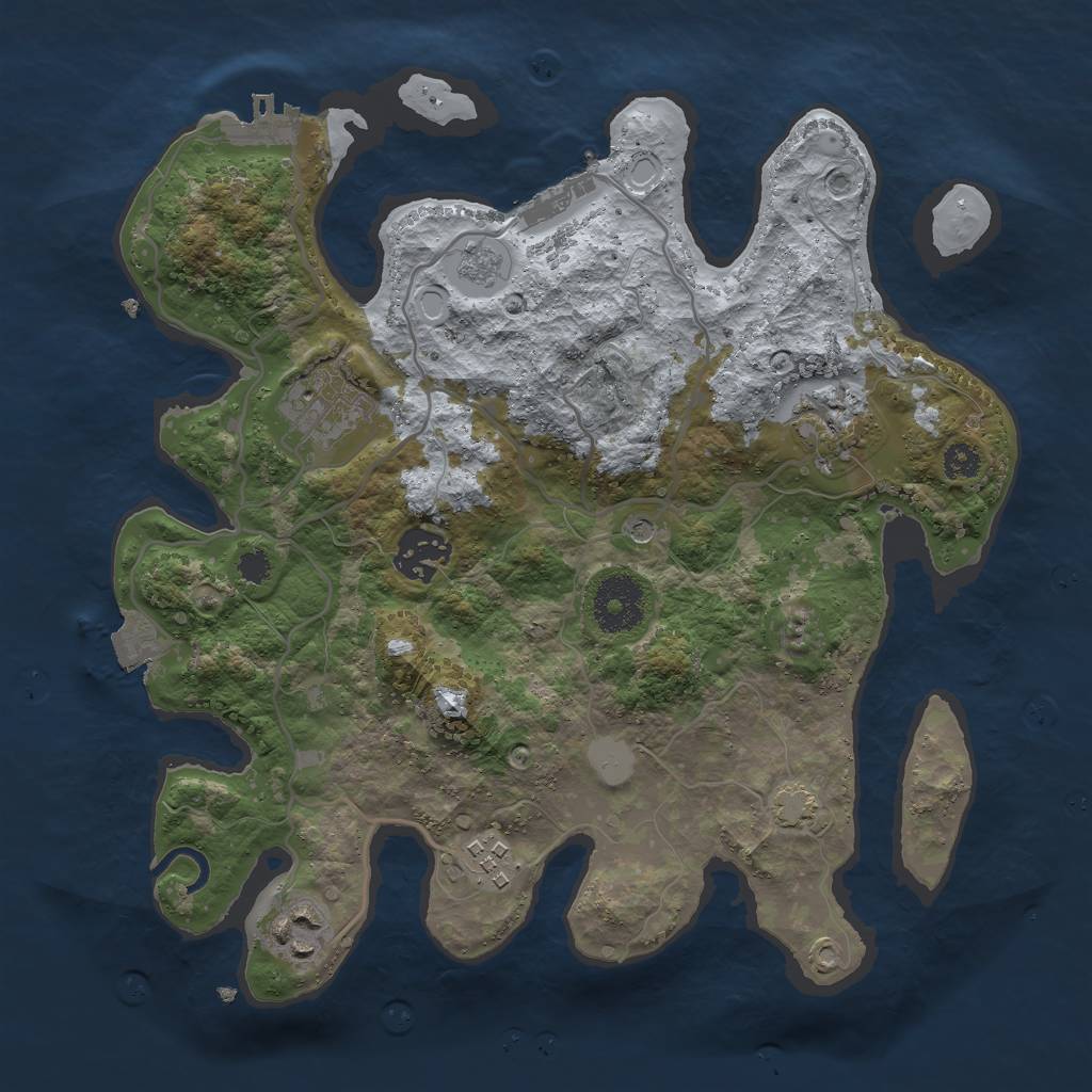 Rust Map: Procedural Map, Size: 3000, Seed: 493924094, 13 Monuments