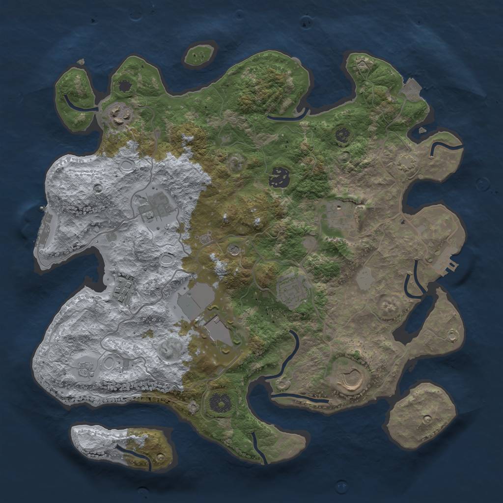 Rust Map: Procedural Map, Size: 3500, Seed: 114628121, 16 Monuments