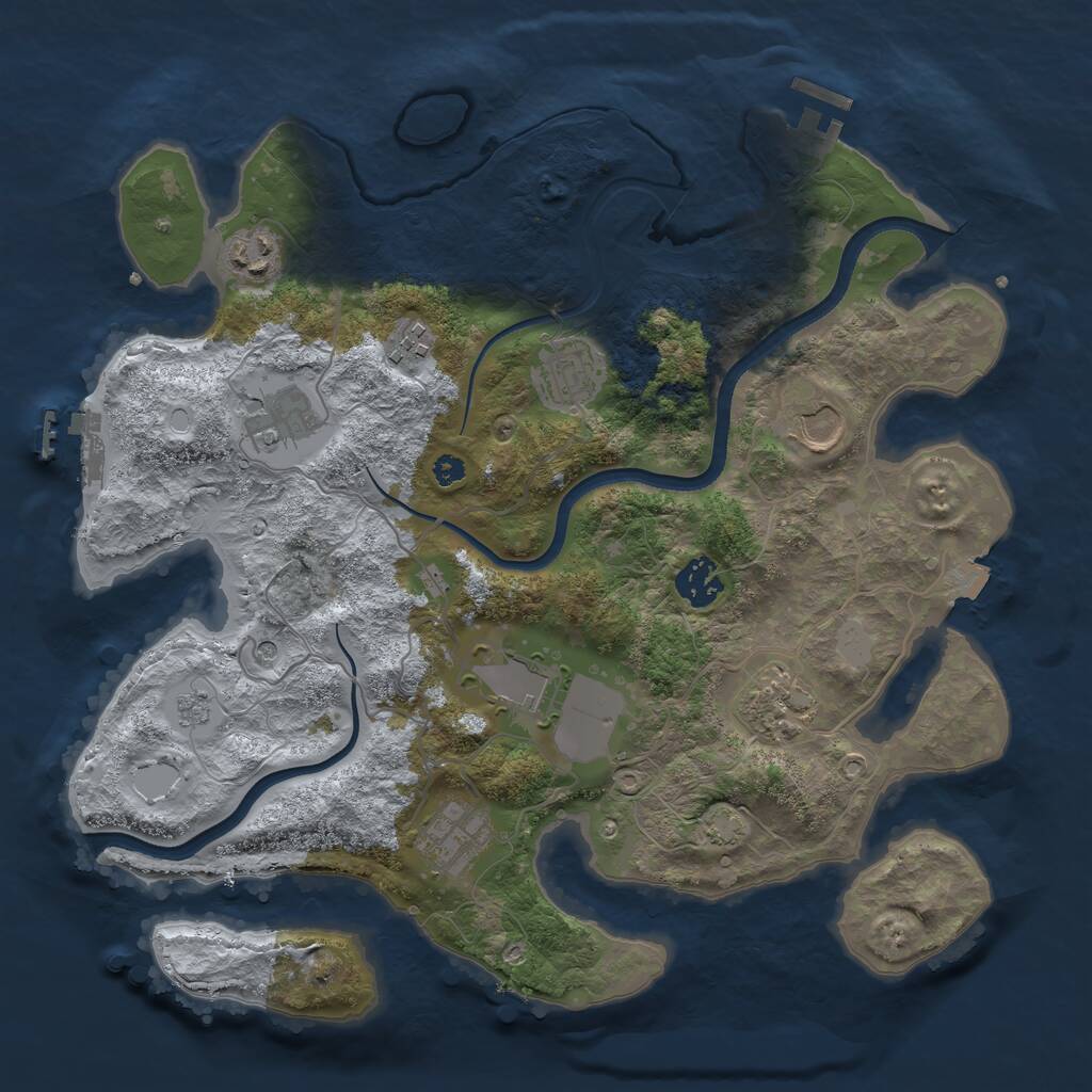 Rust Map: Procedural Map, Size: 3500, Seed: 114628121, 15 Monuments