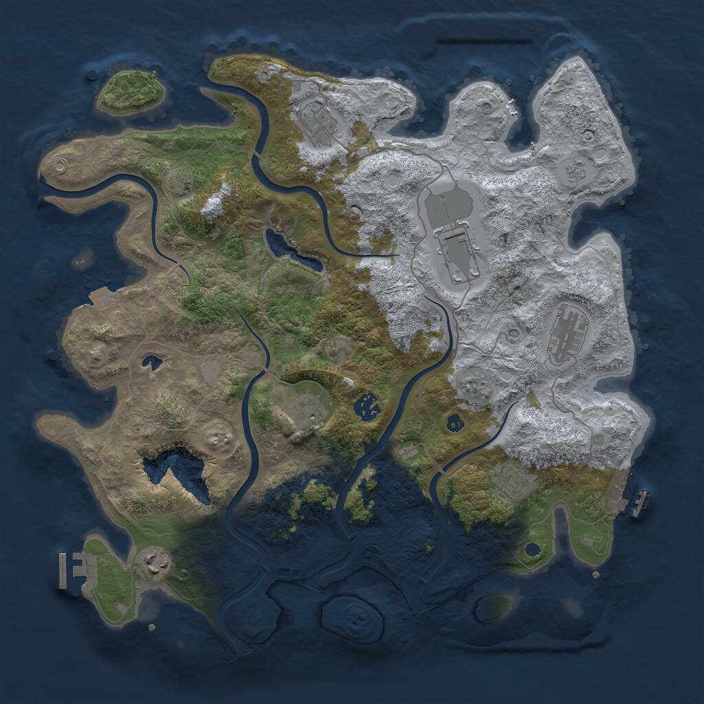 Rust Map: Procedural Map, Size: 4000, Seed: 214471415, 14 Monuments