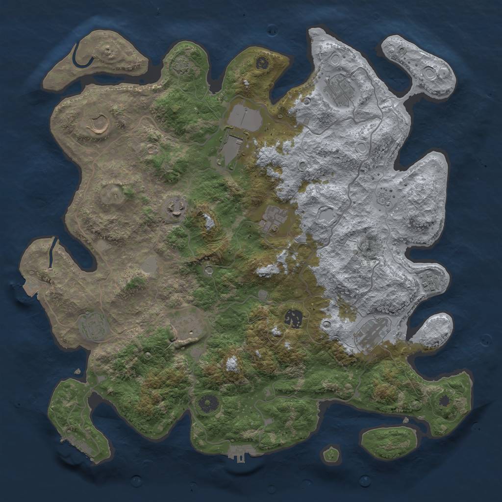 Rust Map: Procedural Map, Size: 4000, Seed: 13933540, 18 Monuments