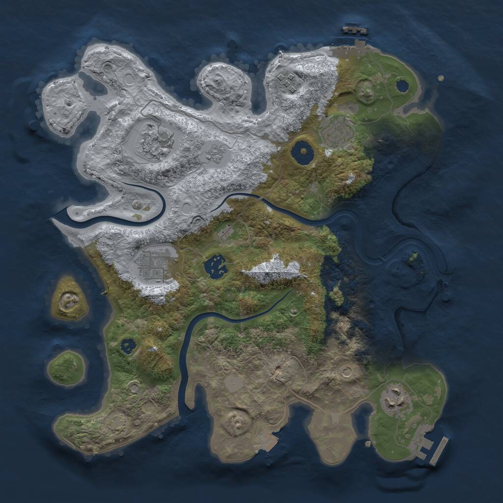 Rust Map: Procedural Map, Size: 3300, Seed: 45690898, 12 Monuments