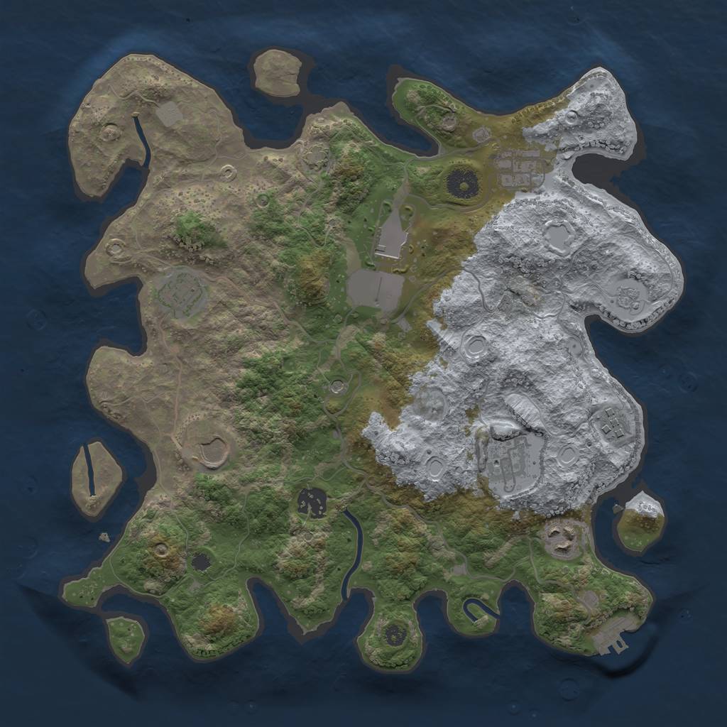 Rust Map: Procedural Map, Size: 3500, Seed: 64544051, 15 Monuments