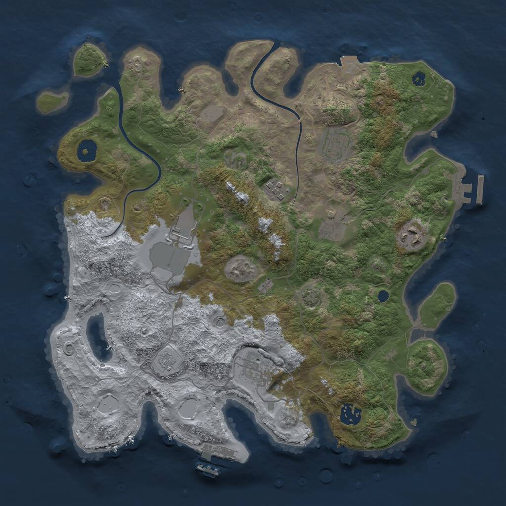 Rust Map: Procedural Map, Size: 3500, Seed: 61067142, 13 Monuments