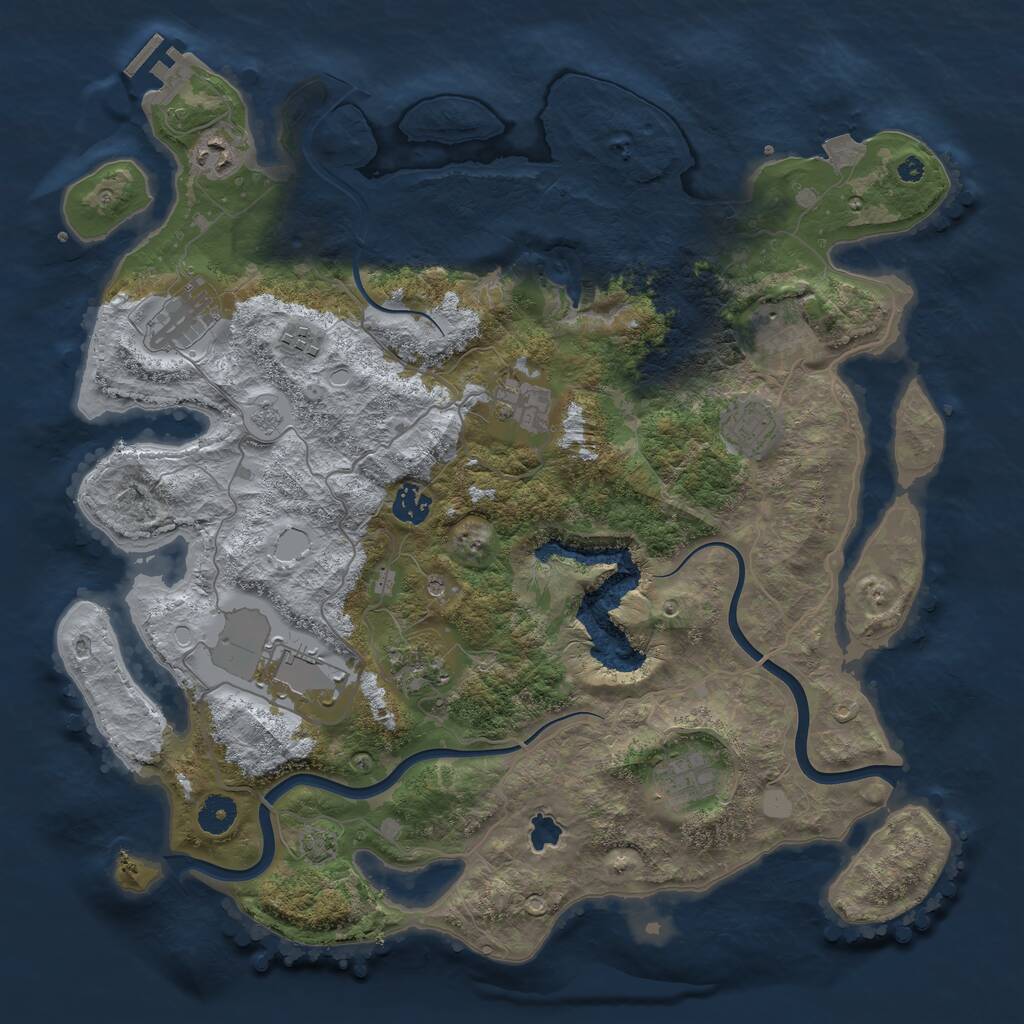 Rust Map: Procedural Map, Size: 4000, Seed: 990249782, 15 Monuments