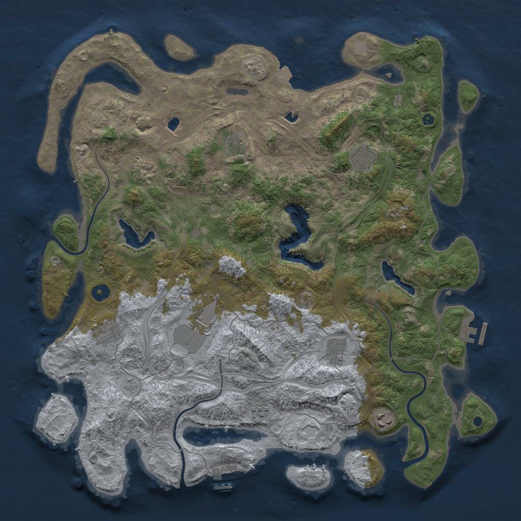 Rust Map: Procedural Map, Size: 4500, Seed: 1130097721, 14 Monuments
