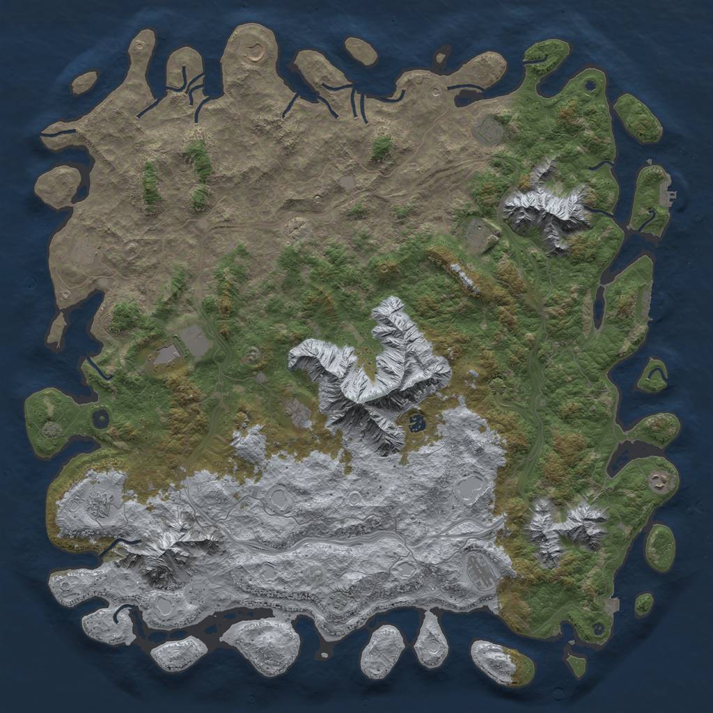 Rust Map: Procedural Map, Size: 6000, Seed: 363859358, 19 Monuments