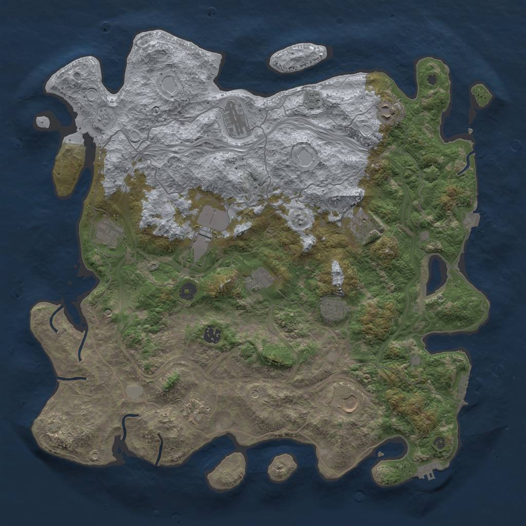 Rust Map: Procedural Map, Size: 4500, Seed: 1917793847, 19 Monuments