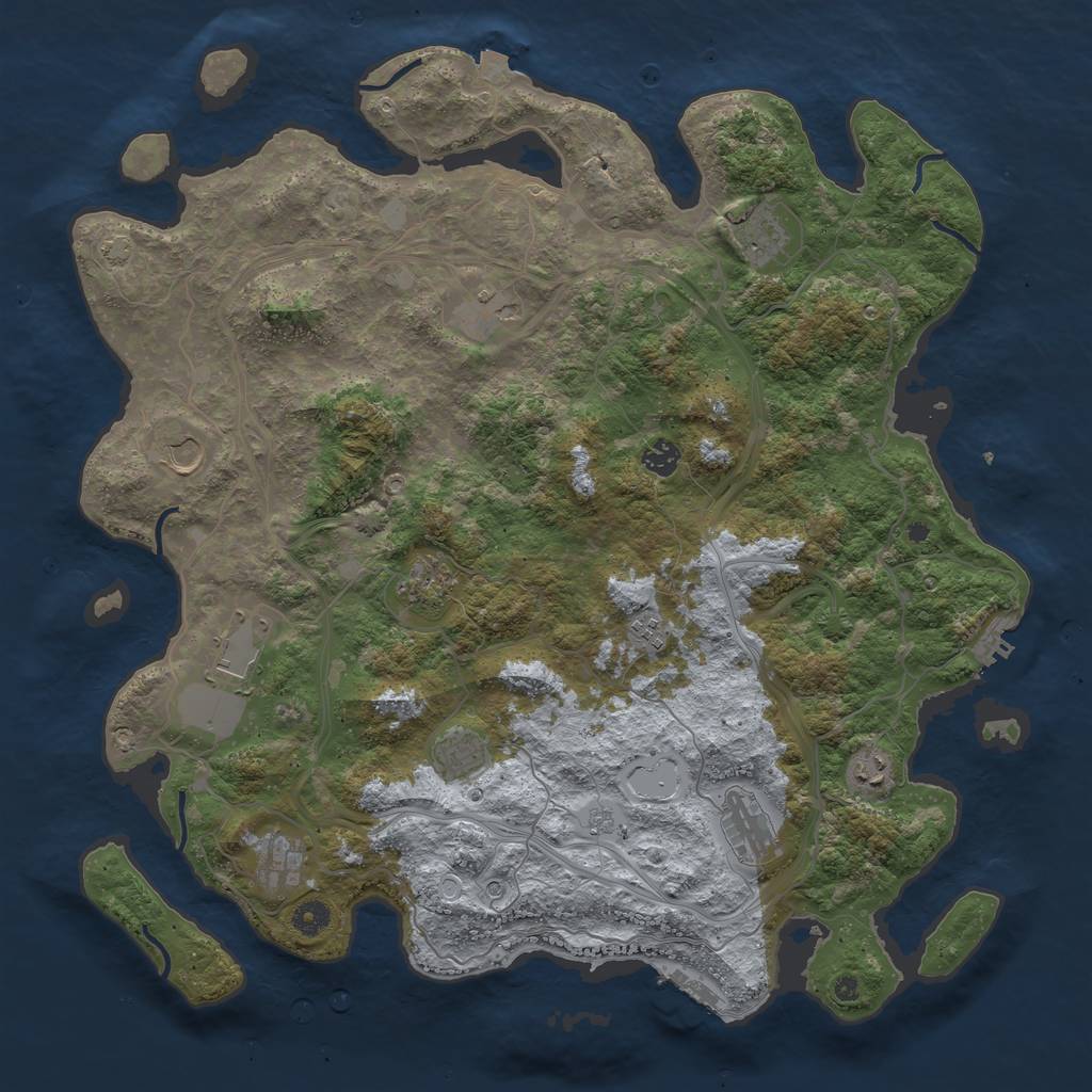 Rust Map: Procedural Map, Size: 4500, Seed: 1619600681, 19 Monuments