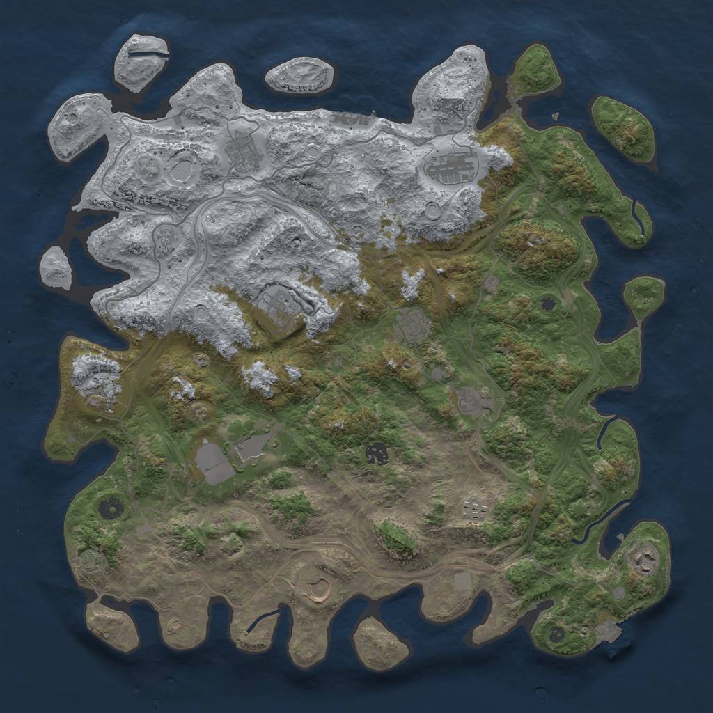 Rust Map: Procedural Map, Size: 4500, Seed: 392374137, 18 Monuments