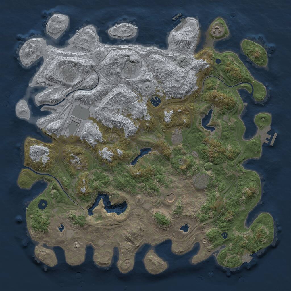 Rust Map: Procedural Map, Size: 4500, Seed: 392374137, 16 Monuments