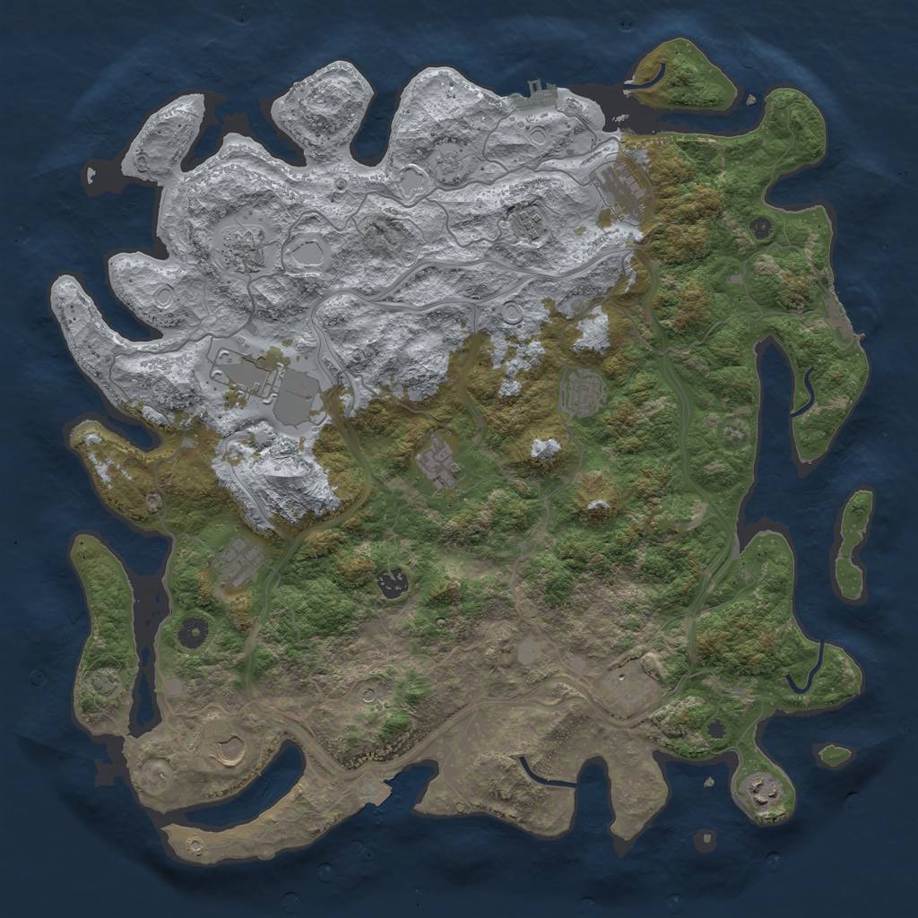 Rust Map: Procedural Map, Size: 4500, Seed: 1806415601, 19 Monuments