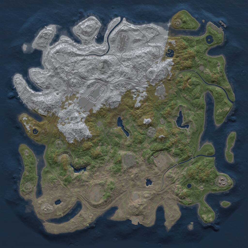 Rust Map: Procedural Map, Size: 4500, Seed: 1806415601, 14 Monuments