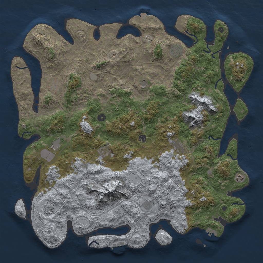 Rust Map: Procedural Map, Size: 5000, Seed: 92846452, 19 Monuments