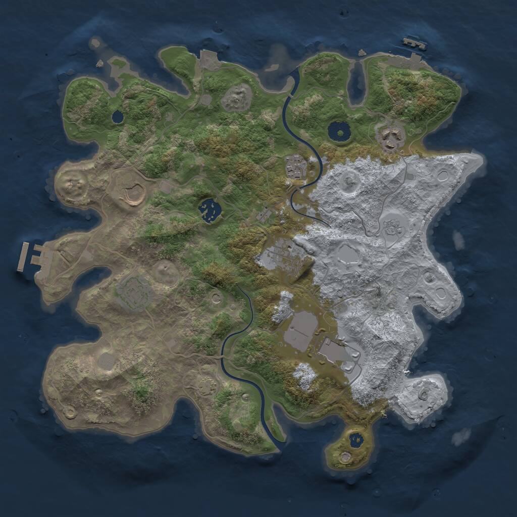 Rust Map: Procedural Map, Size: 3500, Seed: 692227723, 13 Monuments